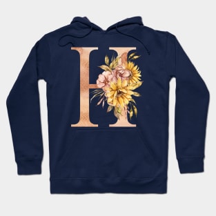 Watercolor sunflower bouquet monogram letter H Hoodie